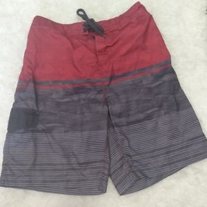 US Apparel men's size large red and grey swim trunks